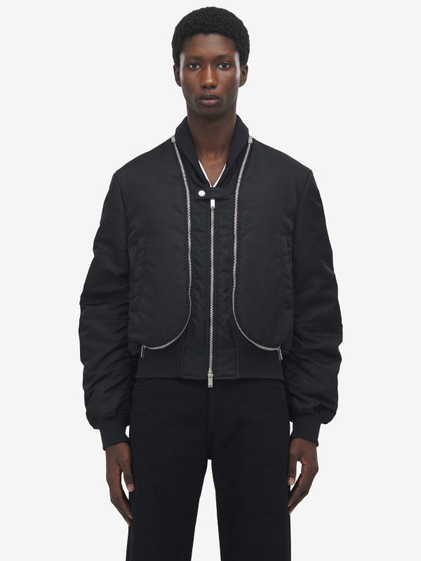ALEXANDER MCQUEEN - Zip Detail Cropped Bomber Jacket - Item 838589QRAAK1000